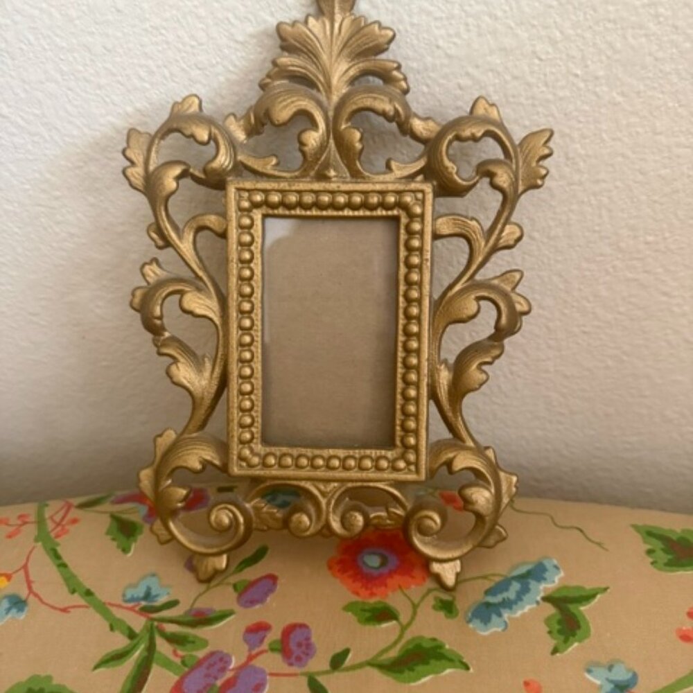 Vintage Baroque Picture Frame, Heavy Brass with Gold Finish